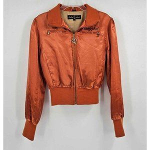 Vintage 90s Baby Phat Embroidered Satin Lined Jacket Logo Embellished Sz S